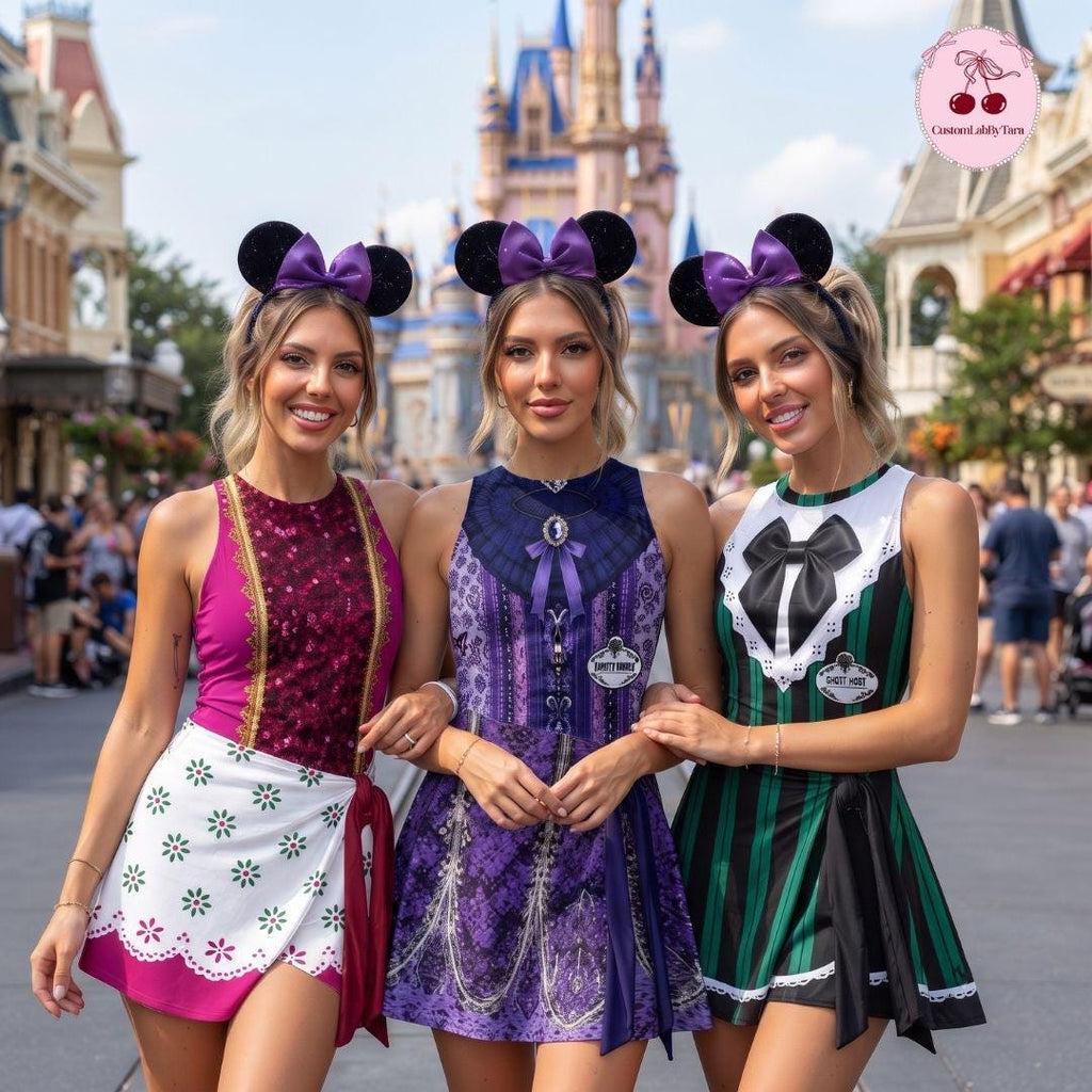 Haunted Mansion Ghost Host Costume Tennis Dress Skirt, Hitchhiking Ghosts Outfit, Mommy and Me Halloween Party Dress, Spooky Park Skort