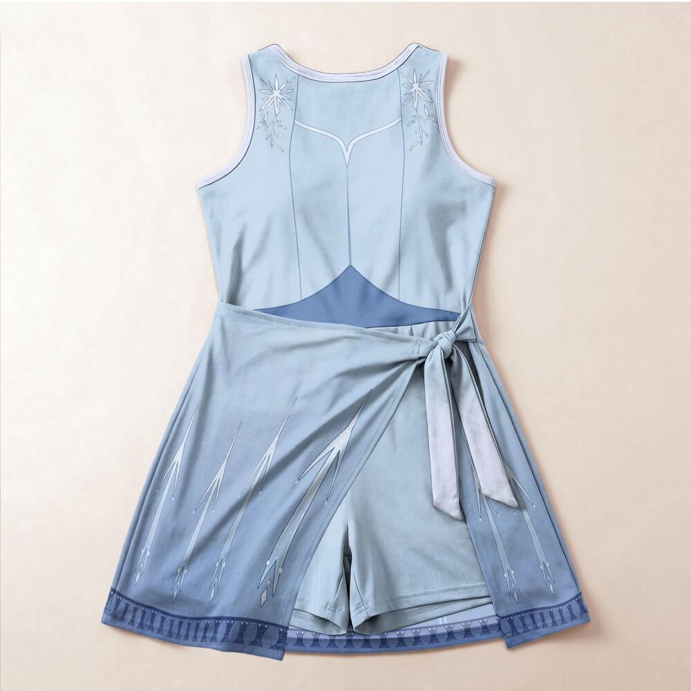 Iconic Princess Elsa Cosplay Tennis Dress, Frozen Snow Queen Costume Skirt, Disney Halloween Party Outfit, Women Athletic Dress