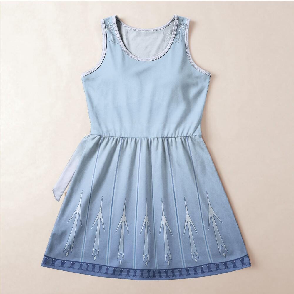 Iconic Princess Elsa Cosplay Tennis Dress, Frozen Snow Queen Costume Skirt, Disney Halloween Party Outfit, Women Athletic Dress