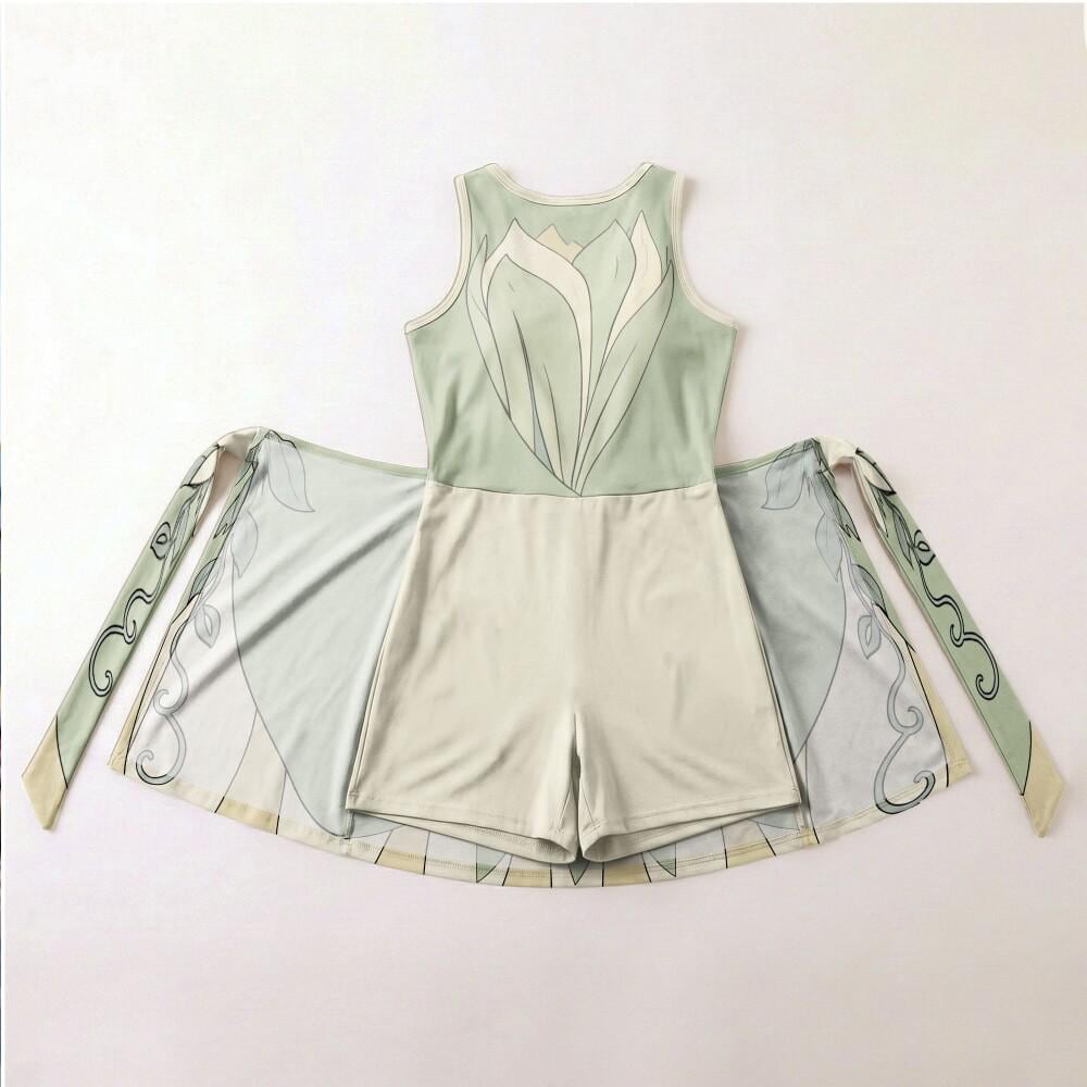 Iconic Princess Tiana Cosplay Tennis Dress, Princess And The Frog Costume Skirt, Disney Halloween Party Outfit, Women Dress