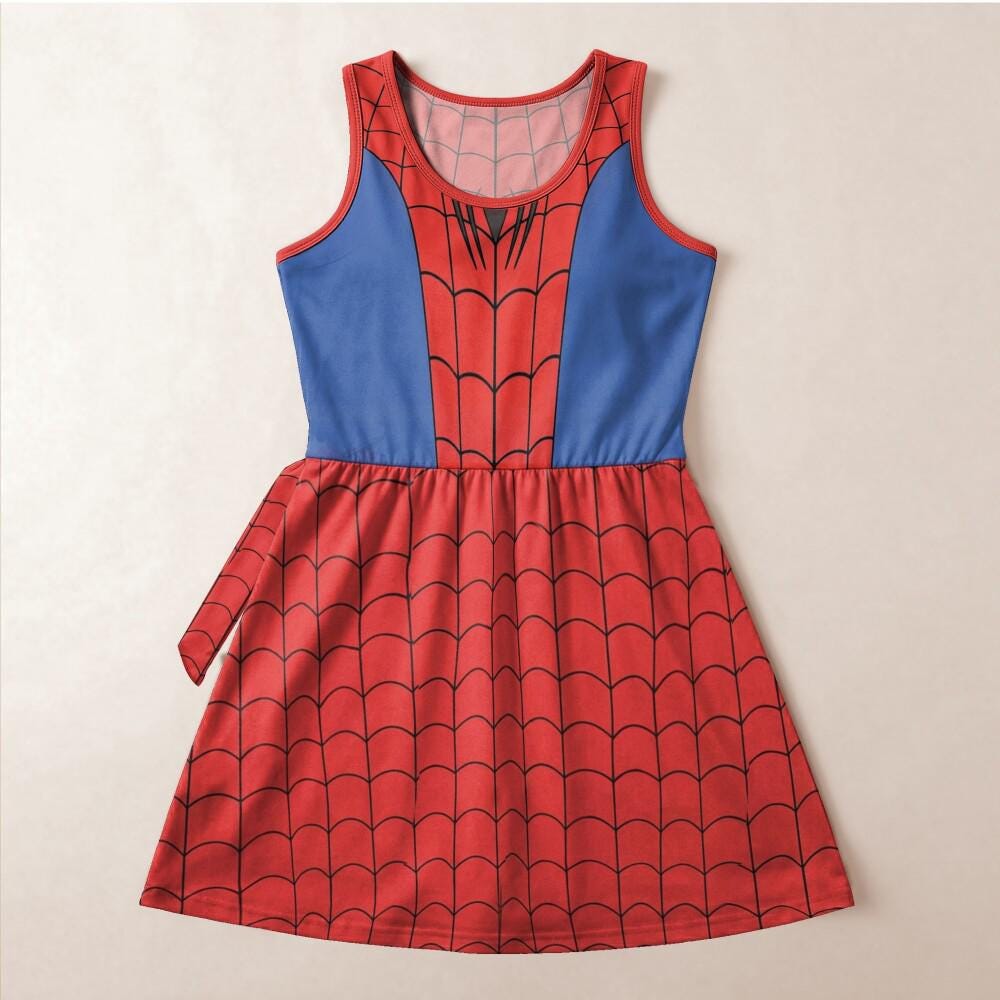 Valiant Spiderman Cosplay Tennis Dress, Superhero Costume Skirt, Disney Halloween Trick Or Treat Party Outfit, Athletic Dress 2026