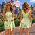 Princess Tiana Jumpsuit Skirt Costume, Disneyland Cosplay, Frog Princess Green Dress,Tiana Costume, Halloween Cosplay,Princess Dress Costume