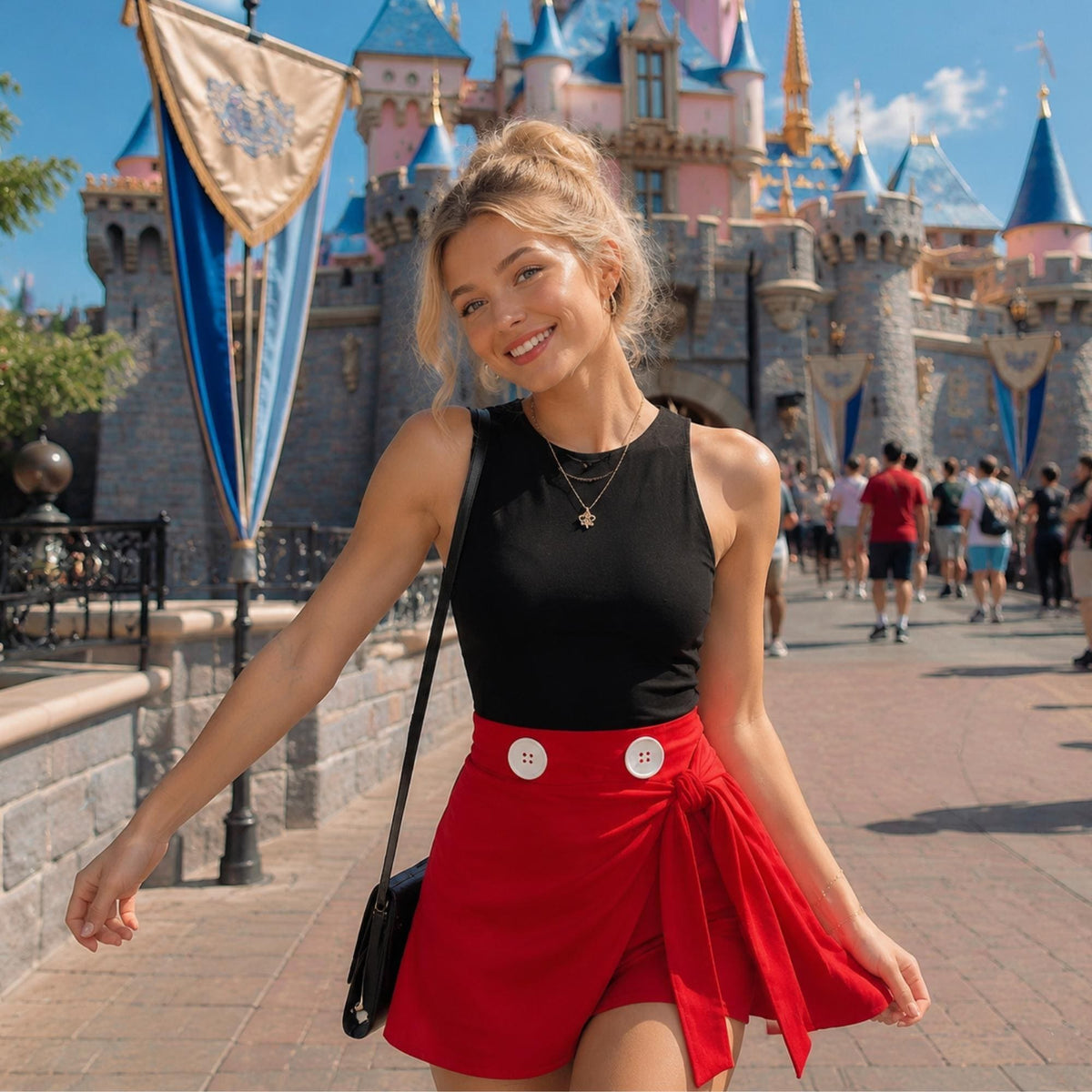 Halloween Mickey Minnie Mouse Wrap Skort Dress, Mouse Cosplay Outfit, Mickey Mouse Inspired Dress, Halloween Trip Outfit, Women