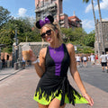 Halloween Maleficent Costume Wrap Skort Dress, Villain Cosplay Outfit, Sleeping Beauty Inspired Dress, Purple Party Dress Witch Gift