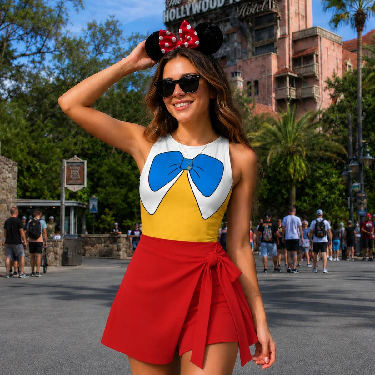 Tweedledum and Tweedledee Costume Wrap Skort Dress, Villain Twin Suit Alice In Wonderland 3D Dress, Halloween Costume For Women Outfit