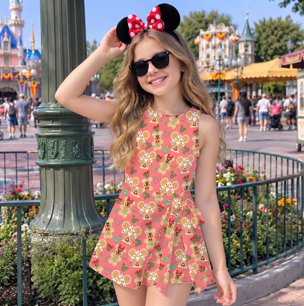 Disney Gingerbread Christmas Dress Skirt, Mickey Minnie Christmas Dress, WDW Disneyland Christmas Dress, Xmas Disney Trip Dress Skirt