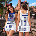 Star Wars R2D2 Halloween Cosplay Wrap Skort Dress, Star Wars R2D2 Dress Skirt, Wdw Trip Outfit, R2d2 Halloween Outfit