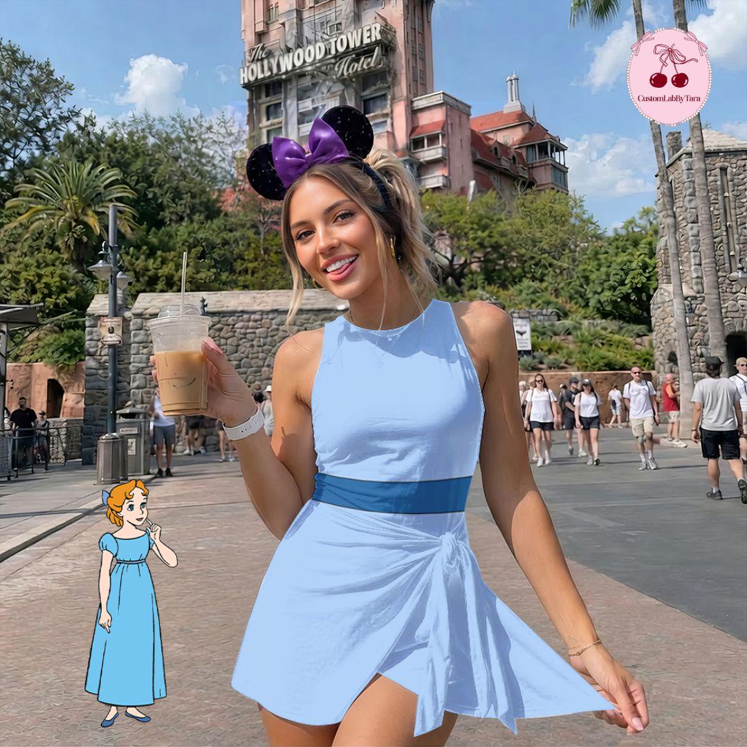 Peter Pan and Wendy Matching Couple Outfit, Neverland Halloween Cosplay Costume Wrap Skirt Dress, Theme Park Vacation Gift