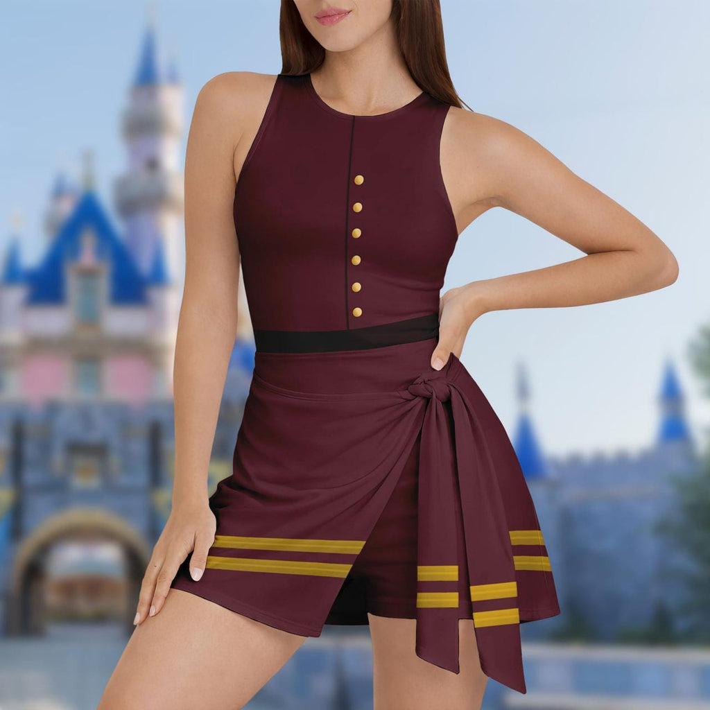 Halloween Bellhop Matching Shirt, Bellhop Costume Dress, Hotel Staff Movie Cosplay Costume Outfit, Bellhop Halloween Wrap Skort Dress